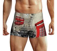 XJLAPWS Men's Underpants London Red Bus Telephone Box Underwear Stretch Boxer Briefs For Man