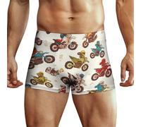 XJLAPWS Men's Underpants Motorbike Patterns Motocross Underwear Stretch Boxer Briefs For Man
