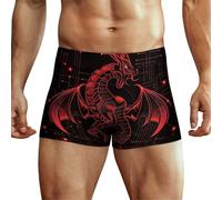 XJLAPWS Men's Underpants Red Dragon Underwear Stretch Boxer Briefs For Man
