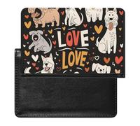 XJLAPWS Passport Cover Case Animal Love Dogs Hearts Pattern Pu Leather Passport Holder Cover with Card Slot