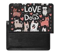 XJLAPWS Passport Cover Case Animal Love Dogs Hearts Pattern Pu Leather Passport Holder Cover with Card Slot