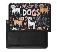 XJLAPWS Passport Cover Case Animal Love Dogs Hearts Pattern Pu Leather Passport Holder Cover with Card Slot