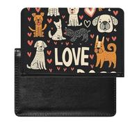 XJLAPWS Passport Cover Case Animal Love Dogs Hearts Pattern Pu Leather Passport Holder Cover with Card Slot