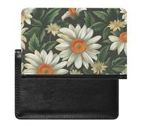 XJLAPWS Passport Cover Case Blossom Daisy Flowers Pu Leather Passport Holder Cover with Card Slot