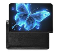 XJLAPWS Passport Cover Case Blue Butterfly Pu Leather Passport Holder Cover with Card Slot