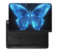 XJLAPWS Passport Cover Case Blue Butterfly Pu Leather Passport Holder Cover with Card Slot