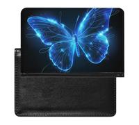 XJLAPWS Passport Cover Case Blue Butterfly Pu Leather Passport Holder Cover with Card Slot