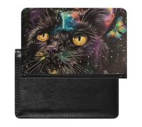 XJLAPWS Passport Cover Case Butterfly and Cat Pu Leather Passport Holder Cover with Card Slot