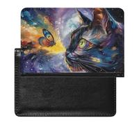 XJLAPWS Passport Cover Case Butterfly and Cat Pu Leather Passport Holder Cover with Card Slot