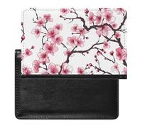 XJLAPWS Passport Cover Case Cherry Blossom Flowers Pu Leather Passport Holder Cover with Card Slot