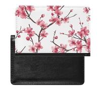 XJLAPWS Passport Cover Case Cherry Blossom Flowers Pu Leather Passport Holder Cover with Card Slot