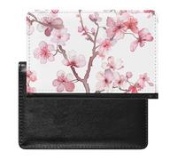 XJLAPWS Passport Cover Case Cherry Blossom Flowers Pu Leather Passport Holder Cover with Card Slot