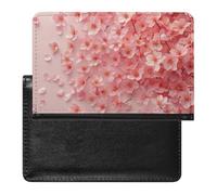 XJLAPWS Passport Cover Case Cherry Blossom Pink Flower Pu Leather Passport Holder Cover with Card Slot