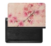 XJLAPWS Passport Cover Case Cherry Blossom Pink Flower Pu Leather Passport Holder Cover with Card Slot