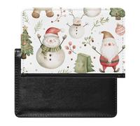 XJLAPWS Passport Cover Case Christmas Cute Snowman Patterns Pu Leather Passport Holder Cover with Card Slot