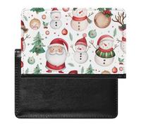 XJLAPWS Passport Cover Case Christmas Cute Snowman Patterns Pu Leather Passport Holder Cover with Card Slot