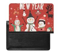 XJLAPWS Passport Cover Case Christmas Cute Snowman Penguin Features Pu Leather Passport Holder Cover with Card Slot