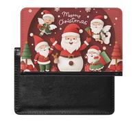 XJLAPWS Passport Cover Case Christmas Santa Claus Cute Snowman Pu Leather Passport Holder Cover with Card Slot