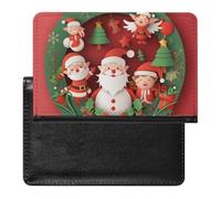 XJLAPWS Passport Cover Case Christmas Santa Claus Cute Snowman Pu Leather Passport Holder Cover with Card Slot