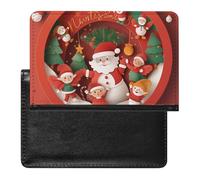 XJLAPWS Passport Cover Case Christmas Santa Claus Cute Snowman Pu Leather Passport Holder Cover with Card Slot