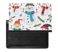 XJLAPWS Passport Cover Case Christmas Snowman Patterns Cute Pu Leather Passport Holder Cover with Card Slot