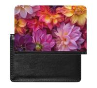 XJLAPWS Passport Cover Case Colorful Dahlia Blooms Flowers Pu Leather Passport Holder Cover with Card Slot