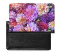 XJLAPWS Passport Cover Case Colorful Dahlia Blooms Flowers Pu Leather Passport Holder Cover with Card Slot