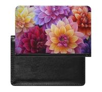 XJLAPWS Passport Cover Case Colorful Dahlia Blooms Flowers Pu Leather Passport Holder Cover with Card Slot