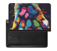 XJLAPWS Passport Cover Case Colorful Dog Paw Pu Leather Passport Holder Cover with Card Slot