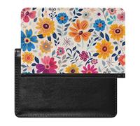 XJLAPWS Passport Cover Case Colorful Floral Flowers Pu Leather Passport Holder Cover with Card Slot