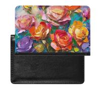 XJLAPWS Passport Cover Case Colorful Roses Blossom Flowers Pu Leather Passport Holder Cover with Card Slot