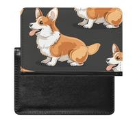XJLAPWS Passport Cover Case Corgi Dog Animal Pu Leather Passport Holder Cover with Card Slot