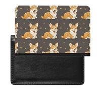 XJLAPWS Passport Cover Case Corgi Dog Animal Pu Leather Passport Holder Cover with Card Slot