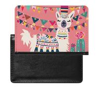XJLAPWS Passport Cover Case Cute Alpaca Pink Pu Leather Passport Holder Cover with Card Slot