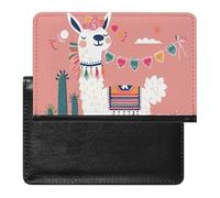 XJLAPWS Passport Cover Case Cute Alpaca Pink Pu Leather Passport Holder Cover with Card Slot
