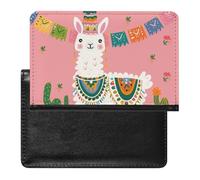 XJLAPWS Passport Cover Case Cute Alpaca Pink Pu Leather Passport Holder Cover with Card Slot
