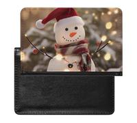 XJLAPWS Passport Cover Case Cute Christmas Snowman Pu Leather Passport Holder Cover with Card Slot