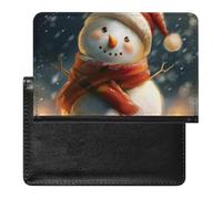 XJLAPWS Passport Cover Case Cute Christmas Snowman Pu Leather Passport Holder Cover with Card Slot