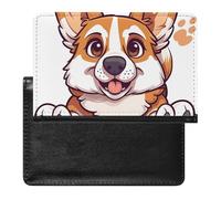 XJLAPWS Passport Cover Case Cute Corgi Dog Pu Leather Passport Holder Cover with Card Slot