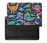 XJLAPWS Passport Cover Case Cute Dinosaurs Patterns Pu Leather Passport Holder Cover with Card Slot