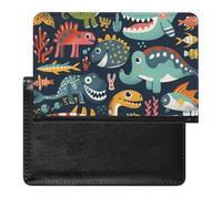 XJLAPWS Passport Cover Case Cute Dinosaurs Patterns Pu Leather Passport Holder Cover with Card Slot