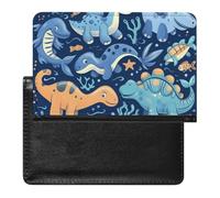 XJLAPWS Passport Cover Case Cute Dinosaurs Patterns Pu Leather Passport Holder Cover with Card Slot
