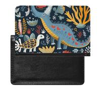 XJLAPWS Passport Cover Case Cute Dinosaurs Patterns Pu Leather Passport Holder Cover with Card Slot