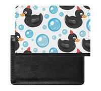 XJLAPWS Passport Cover Case Cute Duck Bubble Patterns Pu Leather Passport Holder Cover with Card Slot