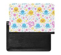 XJLAPWS Passport Cover Case Cute Octopus Patterns Pu Leather Passport Holder Cover with Card Slot