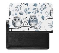 XJLAPWS Passport Cover Case Cute Owls Colorful Patterns Pu Leather Passport Holder Cover with Card Slot