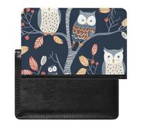 XJLAPWS Passport Cover Case Cute Owls with Berries Pu Leather Passport Holder Cover with Card Slot