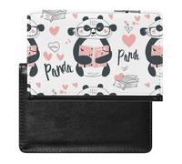 XJLAPWS Passport Cover Case Cute Panda Patterns Pu Leather Passport Holder Cover with Card Slot