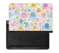 XJLAPWS Passport Cover Case Cute Pink Octopus Pattern Pu Leather Passport Holder Cover with Card Slot
