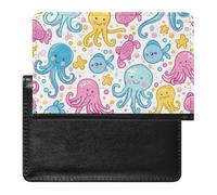 XJLAPWS Passport Cover Case Cute Pink Octopus Pattern Pu Leather Passport Holder Cover with Card Slot